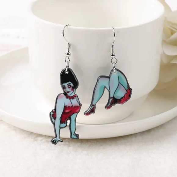 🧿 2 for $25 🧿 Beetlejuice - Character Spooky Dangle Acrylic Earrings - Picture 5 of 7